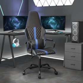 Silla gaming con masaje cuero sintético azul y negro Silla gaming con masaje cuero sintético azul y negro