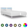 Estructura de cama con LED sin colchón cuero blanco 90x200 cm