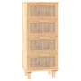 Aparador marrón madera pino maciza y ratán natural 40x30x90 cm