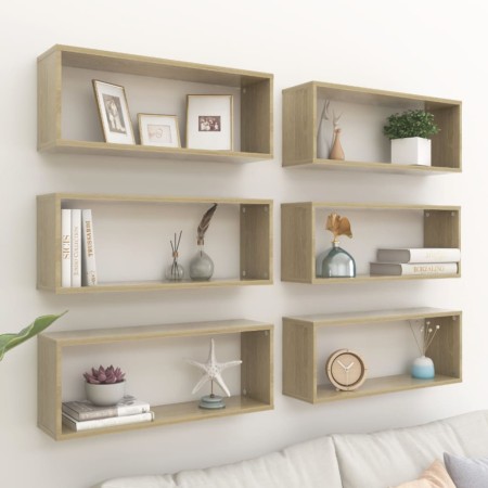 Würfelwandregal 6 Einheiten Sonoma-Eichensperrholz 60x15x23 cm von vidaXL, Regale und Regale - Ref: Foro24-807144, Preis: 62,...