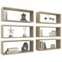 Cube wall shelf 6 units Sonoma oak plywood 60x15x23 cm by vidaXL, Shelves and shelves - Ref: Foro24-807144, Price: 60,90 €, D...
