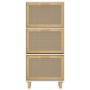 Zapatero madera contrachapada blanco ratán natural 52x25x115 cm