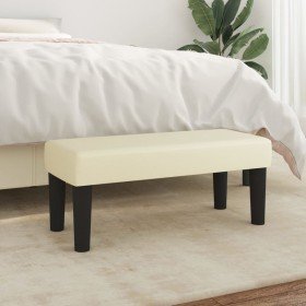 Banco de cuero sintético color crema 70x30x30 cm