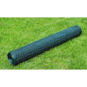 Alambrada de gallinero con revestimiento PVC verde 25x0,75 m