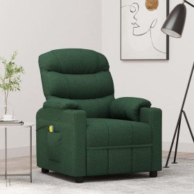 Sillón de masaje de tela verde oscuro