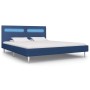Estructura de cama con LED sin colchón tela azul 160x200 cm