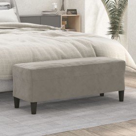 Banco de terciopelo gris claro 100x35x41 cm en Bancos | Comprar online en Foro24