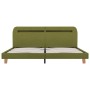 Estructura de cama con LED sin colchón Tela verde 150x200 cm