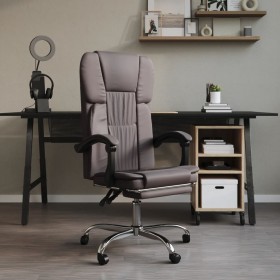 Silla de oficina reclinable cuero sintético gris Silla de oficina reclinable cuero sintético gris