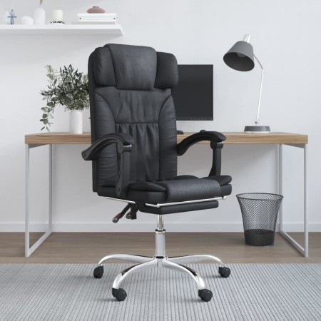 Silla de oficina reclinable masaje cuero sintético negro