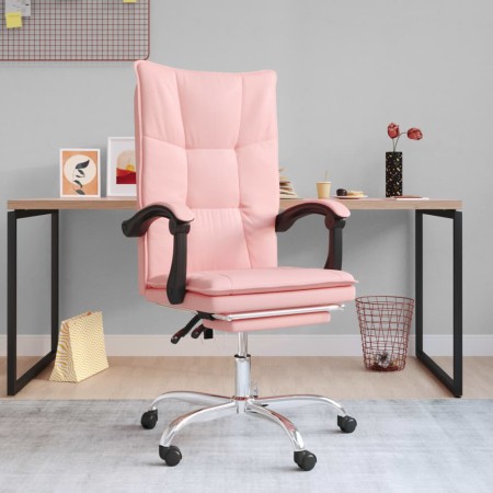Silla de oficina reclinable cuero sintético rosa