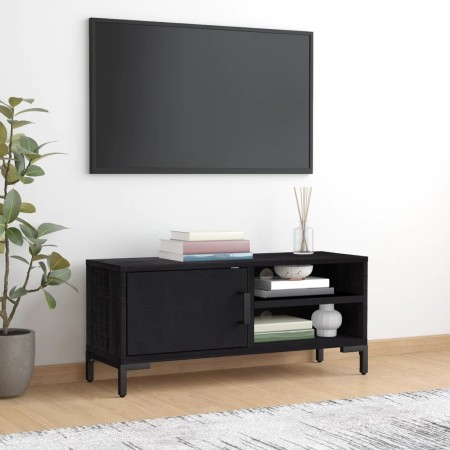 Mueble para TV madera maciza de pino negro 90x30x40 cm en Muebles TV | Comprar online en Foro24