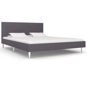 Estructura de cama sin colchón de tela gris 135x190 cm en Camas y somieres | Comprar online en Foro24