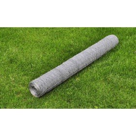 Malla de alambre de acero galvanizado plateada 25x0,5 m