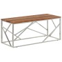 Mesa de centro acero inoxidable plateado y madera maciza acacia