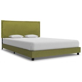 Estructura de cama sin colchón de tela verde 135x190 cm Estructura de cama sin colchón de tela verde 135x190 cm