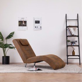 Diván con almohada de piel de ante artificial marrón Diván con almohada de piel de ante artificial marrón