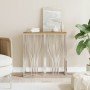 Mesa consola acero inoxidable y madera maciza acacia plateada