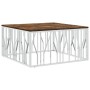 Mesa de centro acero inoxidable y madera reciclada plateada