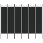 Biombo divisor de 6 paneles de tela negro 240x200 cm
