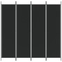 Biombo divisor de 4 paneles de tela negro 200x200 cm