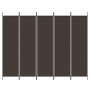 Biombo divisor de 5 paneles de tela marrón 250x200 cm