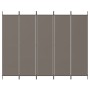 Biombo divisor de 5 paneles de tela gris antracita 250x200 cm