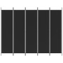 Biombo divisor de 5 paneles de tela negro 250x200 cm