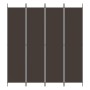 Biombo divisor de 4 paneles de tela marrón 200x220 cm