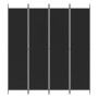 Biombo divisor de 4 paneles de tela negro 200x220 cm