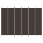 Biombo divisor de 6 paneles de tela marrón 300x220 cm