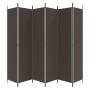 Biombo divisor de 6 paneles de tela marrón 300x220 cm