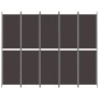 Biombo divisor de 5 paneles de tela marrón 250x200 cm