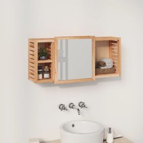 Armario con espejo madera maciza nogal 80x17x34 cm