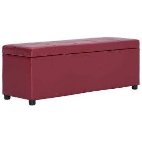 Banco con espacio de almacenaje 116 cm piel sintética rojo vino Banco con espacio de almacenaje 116 cm piel sintética rojo vino