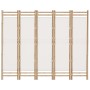 Biombo plegable de 5 paneles bambú y lona 200 cm