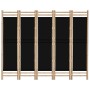 Biombo plegable de 5 paneles bambú y lona 200 cm