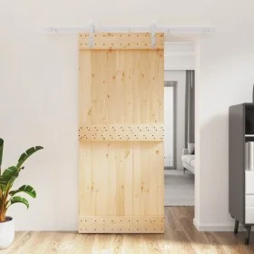 Puerta corredera con herrajes madera maciza de pino 90x210 cm von vidaXL, Türen - Ref: Foro24-3203011, Preis: 183,39 €, Rabat...