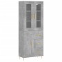 Aparador alto madera contrachapada gris hormigón 69,5x34x180 cm by vidaXL, Sideboards - Ref: Foro24-3198653, Price: 172,18 €,...