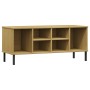 Zapatero patas de metal OSLO madera maciza marrón 106x35x45 cm