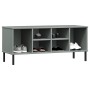 Zapatero con patas metal OSLO madera maciza gris 106x35x45 cm