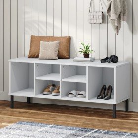 Zapatero con patas metal OSLO madera maciza blanco 106x35x45 cm Zapatero con patas metal OSLO madera maciza blanco 106x35x45 cm
