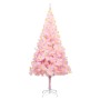 Árbol de Navidad artificial con LEDs y soporte rosa 210 cm PVC