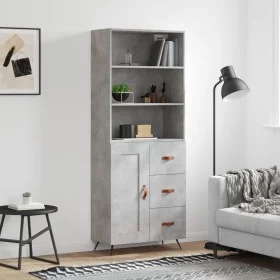 Aparador alto madera contrachapada gris hormigón 69,5x34x180 cm by vidaXL, Sideboards - Ref: Foro24-3189993, Price: 141,26 €,...