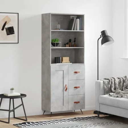 Aparador alto madera contrachapada gris hormigón 69,5x34x180 cm de vidaXL, Aparadores - Ref: Foro24-3189993, Precio: 140,95 €...