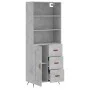 Aparador alto madera contrachapada gris hormigón 69,5x34x180 cm de vidaXL, Aparadores - Ref: Foro24-3189993, Precio: 140,95 €...