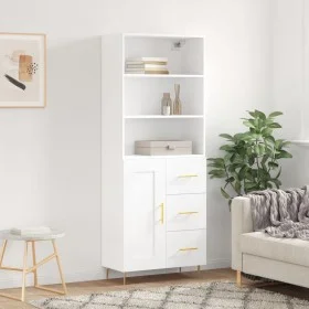 Hohes weißes Sperrholz-Sideboard 69,5 x 34 x 180 cm von vidaXL, Sideboards - Ref: Foro24-3190005, Preis: 145,70 €, Rabatt: %