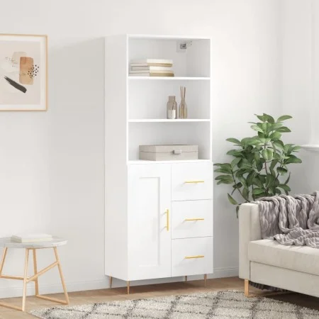 Hohes weißes Sperrholz-Sideboard 69,5 x 34 x 180 cm von vidaXL, Sideboards - Ref: Foro24-3190005, Preis: 145,70 €, Rabatt: %