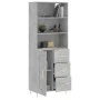 Hohes Sideboard aus betongrauem Sperrholz, 69,5 x 34 x 180 cm von vidaXL, Sideboards - Ref: Foro24-3190009, Preis: 140,30 €, ...