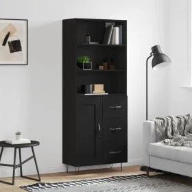 Tall black plywood sideboard 69.5x34x180 cm by vidaXL, Sideboards - Ref: Foro24-3190014, Price: 155,67 €, Discount: %